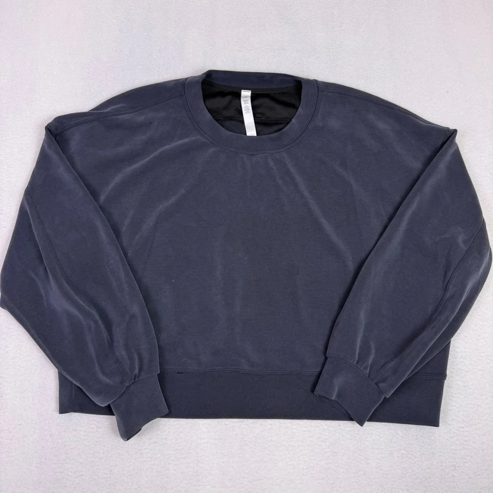 Lululemon Womens‎ Softstreme Oversized Cropped Crewneck Sweatshirt 12 Grey